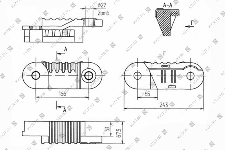 Чертеж колосника крайнего правого Т 328.01.03.00.002